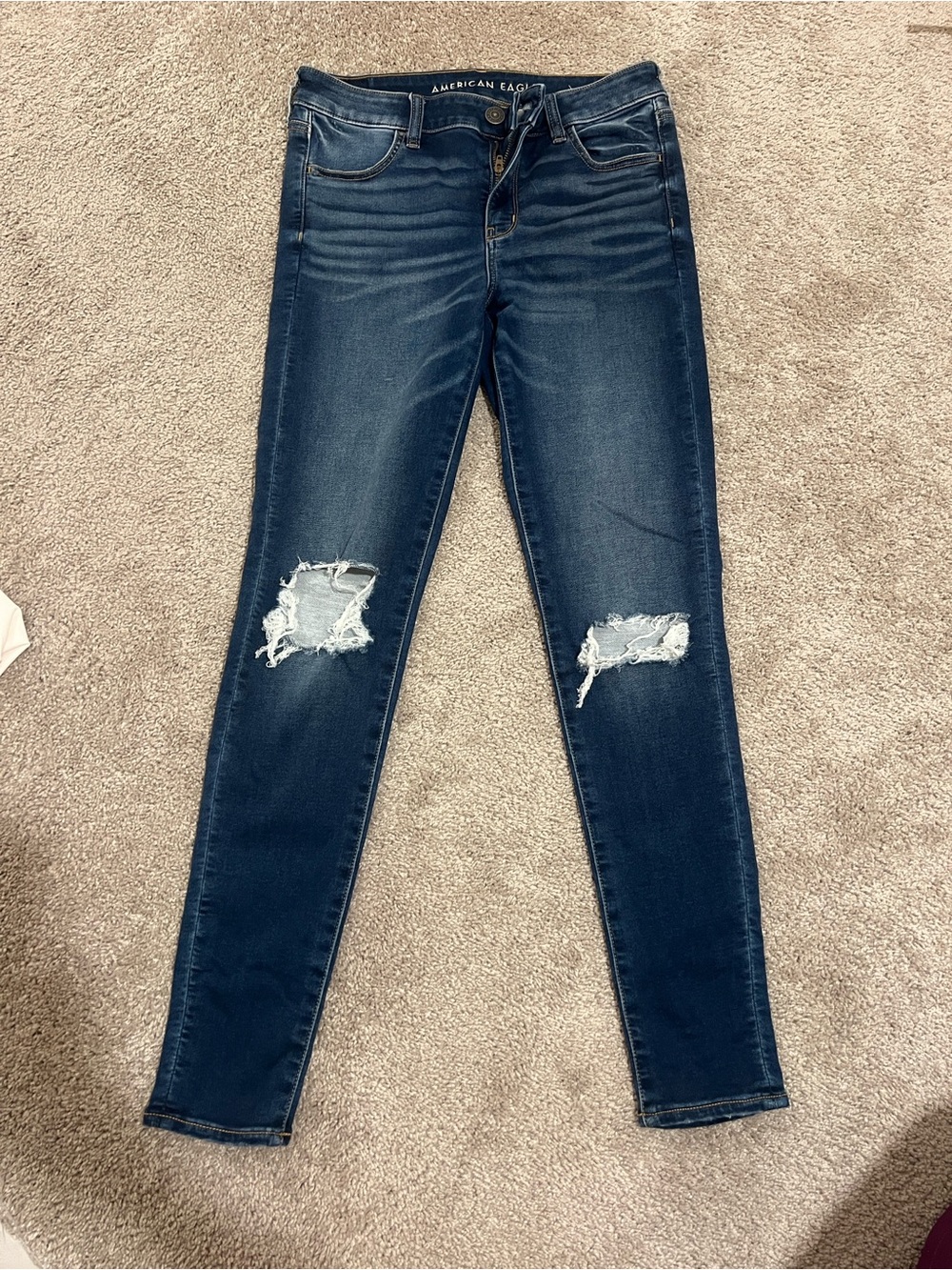American Eagle Outfitters Dark Blue Distressed Jeggings